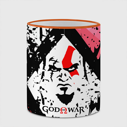 Кружка цветная God of War Cratos Бог войны / 3D-Оранжевый кант – фото 2