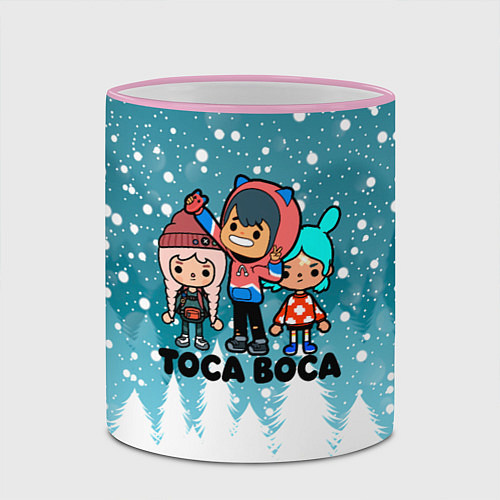 Кружка цветная Новогодний Toca Boca / 3D-Розовый кант – фото 2