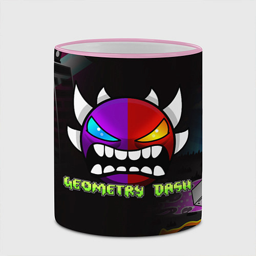 Кружка цветная Geometry Dash: Demon Art / 3D-Розовый кант – фото 2