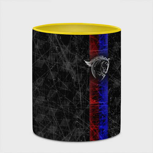 Кружка цветная ЦСКА Москва black theme / 3D-Белый + желтый – фото 2