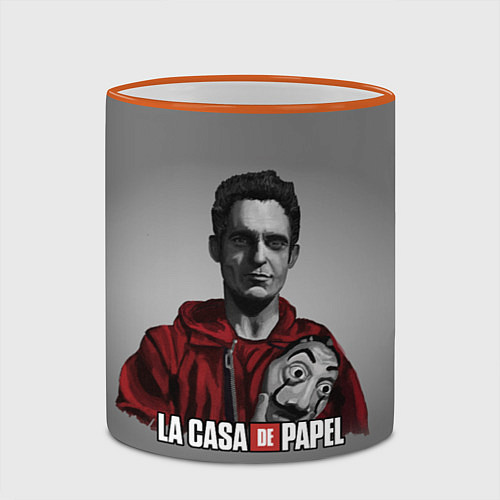 Кружка цветная LA CASA DE PAPEL - БУМАЖНЫЙ ДОМ СЕРИАЛ / 3D-Оранжевый кант – фото 2