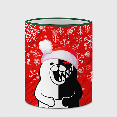 Кружка цветная НОВОГОДНИЙ MONOKUMA / 3D-Зеленый кант – фото 2