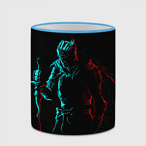 Кружка цветная Dark Souls NEON Силуэт / 3D-Небесно-голубой кант – фото 2