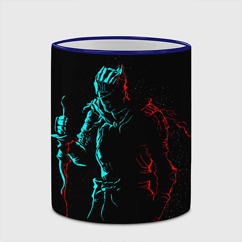 Кружка цветная Dark Souls NEON Силуэт / 3D-Синий кант – фото 2