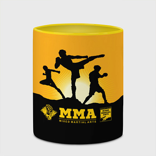 Кружка цветная ММА Mixed Martial Arts / 3D-Белый + желтый – фото 2