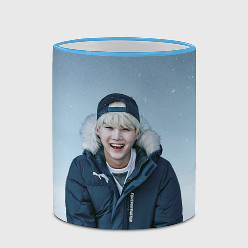 Кружка цветная MIN YOONGI BTS WINTER / 3D-Небесно-голубой кант – фото 2