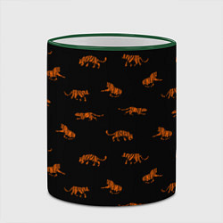 Кружка 3D Тигры паттерн Tigers pattern, цвет: 3D-зеленый кант — фото 2