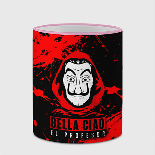 Кружка цветная БУМАЖНЫЙ ДОМ LA CASA DE PAPEL BELLA CIAO / 3D-Розовый кант – фото 2
