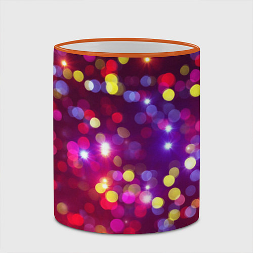 Кружка цветная ПРАЗДНИЧНЫЕ ОГОНЬКИ НОВЫЙ ГОД 2022 / 3D-Оранжевый кант – фото 2