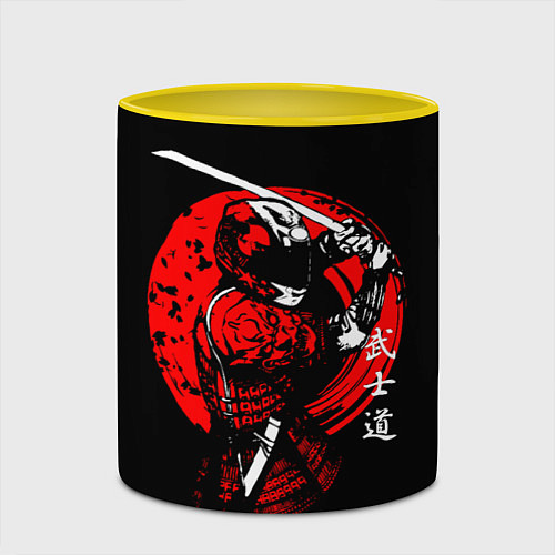 Кружка цветная МОТО САМУРАЙ С КАТАНОЙ JAPAN SAMURAI / 3D-Белый + желтый – фото 2