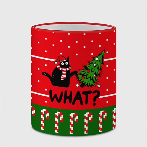 Кружка цветная WHAT КОТИК CAT / 3D-Красный кант – фото 2