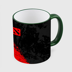 Кружка 3D DOTA 2 RED LOGO, БРЫЗГИ КРАСОК, цвет: 3D-зеленый кант