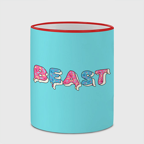 Кружка цветная Mr Beast Donut / 3D-Красный кант – фото 2