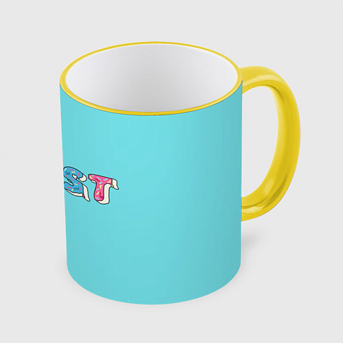 Кружка цветная Mr Beast Donut / 3D-Желтый кант – фото 1