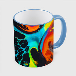 Кружка 3D Огни большого города, цвет: 3D-небесно-голубой кант