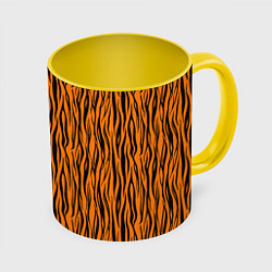 Кружка 3D Тигровые Полосы, цвет: 3D-белый + желтый