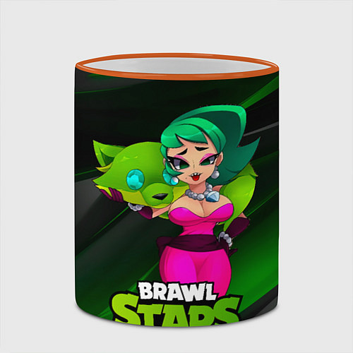 Кружка цветная LOLA BRAWLSTARS dark green / 3D-Оранжевый кант – фото 2