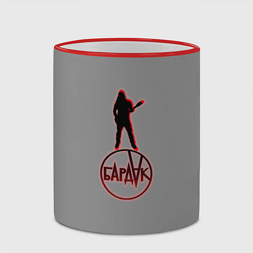 Кружка цветная Бардак Grey theme / 3D-Красный кант – фото 2