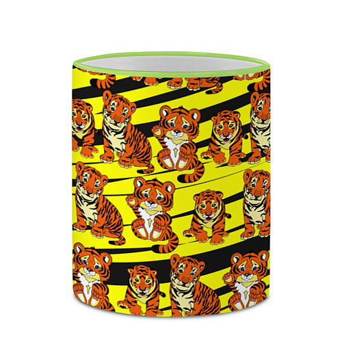 Кружка цветная Няшные Тигрята / 3D-Светло-зеленый кант – фото 2