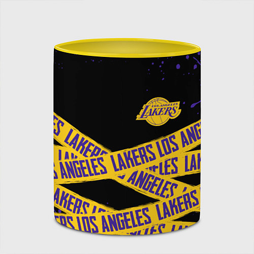 Кружка цветная LAKERS LOGO БРЫЗГИ КРАСОК / 3D-Белый + желтый – фото 2