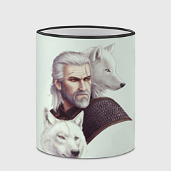 Кружка 3D Ведьмак и белые волки, цвет: 3D-черный кант — фото 2