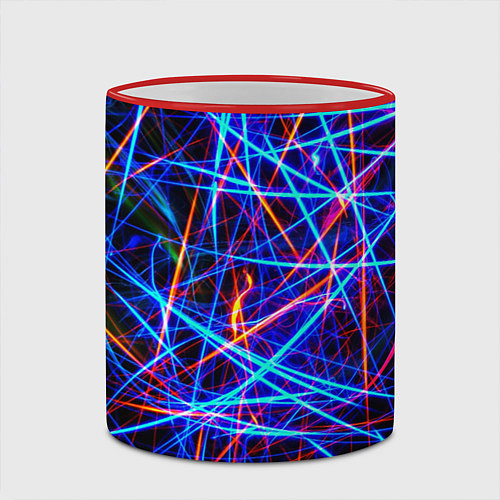 Кружка цветная NEON LINES Glowing Lines Effect / 3D-Красный кант – фото 2