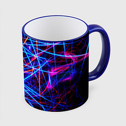 Кружка 3D NEON LINES Glowing Lines Effect, цвет: 3D-синий кант