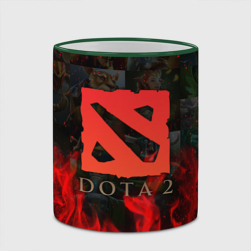 Кружка цветная DOTA 2 ЛОГО В ОГНЕ, ПЕРСОНАЖИ / 3D-Зеленый кант – фото 2