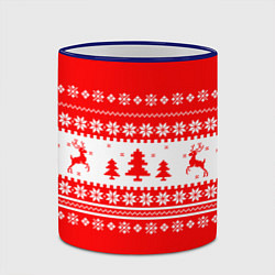 Кружка 3D КРАСНО-БЕЛЫЙ СВИТЕР С ОЛЕНЯМИ, цвет: 3D-синий кант — фото 2