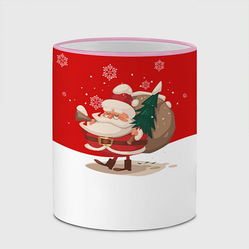 Кружка цветная Новогодний санта New Years Santa / 3D-Розовый кант – фото 2