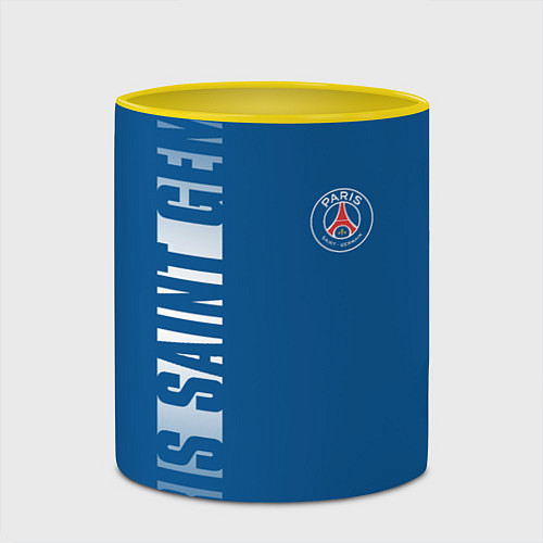 Кружка цветная PSG PARIS SAINT GERMAIN WHITE LINE SPORT / 3D-Белый + желтый – фото 2