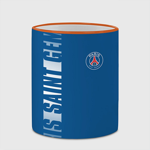 Кружка цветная PSG PARIS SAINT GERMAIN WHITE LINE SPORT / 3D-Оранжевый кант – фото 2