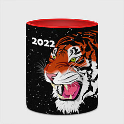 Кружка 3D Рычащий Тигр и Снегопад 2022, цвет: 3D-белый + красный — фото 2