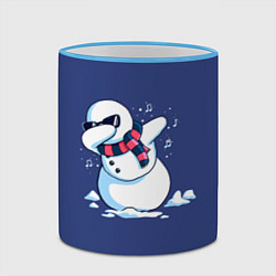 Кружка 3D Dab Snowman in a scarf, цвет: 3D-небесно-голубой кант — фото 2