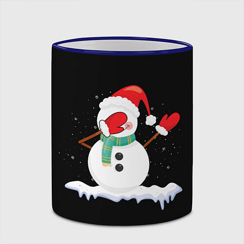 Кружка цветная Cartoon Dab Snowman / 3D-Синий кант – фото 2