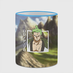 Кружка 3D Ван-Пис One Piece, Зоро Ророноа Zoro Roronoa, цвет: 3D-небесно-голубой кант — фото 2