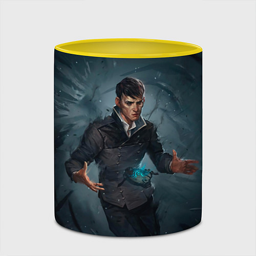 Кружка цветная Dishonored art / 3D-Белый + желтый – фото 2