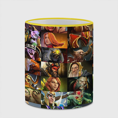 Кружка цветная HEROES DOTA 2 ПЕРСОНАЖИ ДОТА 2 / 3D-Желтый кант – фото 2