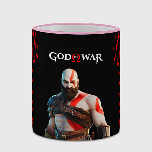 Кружка цветная God of War красные разводы / 3D-Розовый кант – фото 2