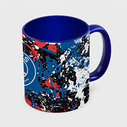 Кружка 3D PSG БРЫЗГИ КРАСОК СПОРТ, цвет: 3D-белый + синий