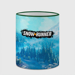 Кружка 3D SnowRunner СноуРаннер логотип, цвет: 3D-зеленый кант — фото 2
