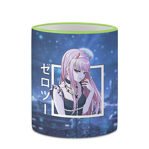 Кружка цветная Zero Two в платье, Darling in the Franxx / 3D-Светло-зеленый кант – фото 2