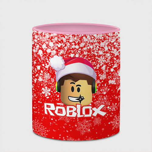 Кружка цветная ROBLOX НОВОГОДНИЙ SMILE 2022 / 3D-Белый + розовый – фото 2