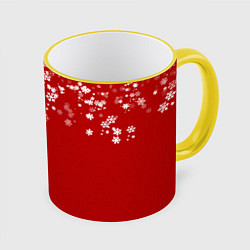 Кружка 3D Рождественские снежинки, цвет: 3D-желтый кант