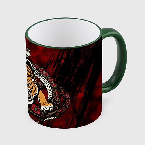Кружка цветная Тигр со Змеёй 2022 / 3D-Зеленый кант – фото 1