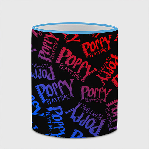 Кружка цветная POPPY PLAYTIME LOGO NEON, ХАГИ ВАГИ / 3D-Небесно-голубой кант – фото 2