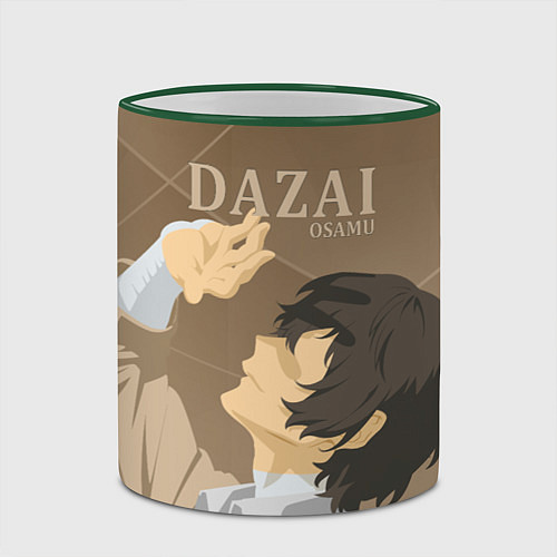 Кружка цветная Дазай Осаму Dazai Osamu, bungou stray dogs образ / 3D-Зеленый кант – фото 2