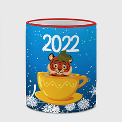 Кружка 3D Тигр в кружке Новый год 2022, цвет: 3D-красный кант — фото 2
