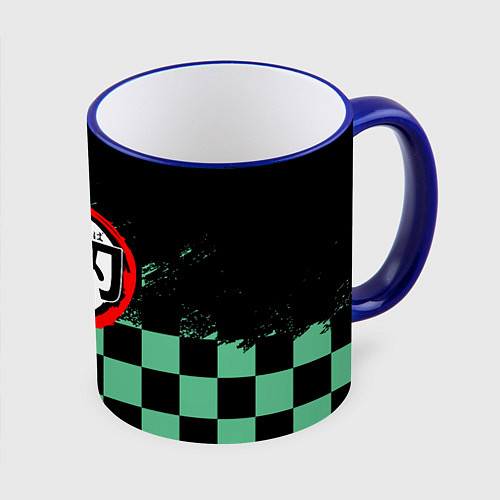 Кружка цветная TANJIRO KAMAD, КЛИНОК РАССЕКАЮЩИЙ ДЕМОНОВ / 3D-Синий кант – фото 1