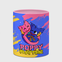 Кружка 3D Huggy Wuggy and Kissy Missy Poppy Playtime, цвет: 3D-белый + розовый — фото 2
